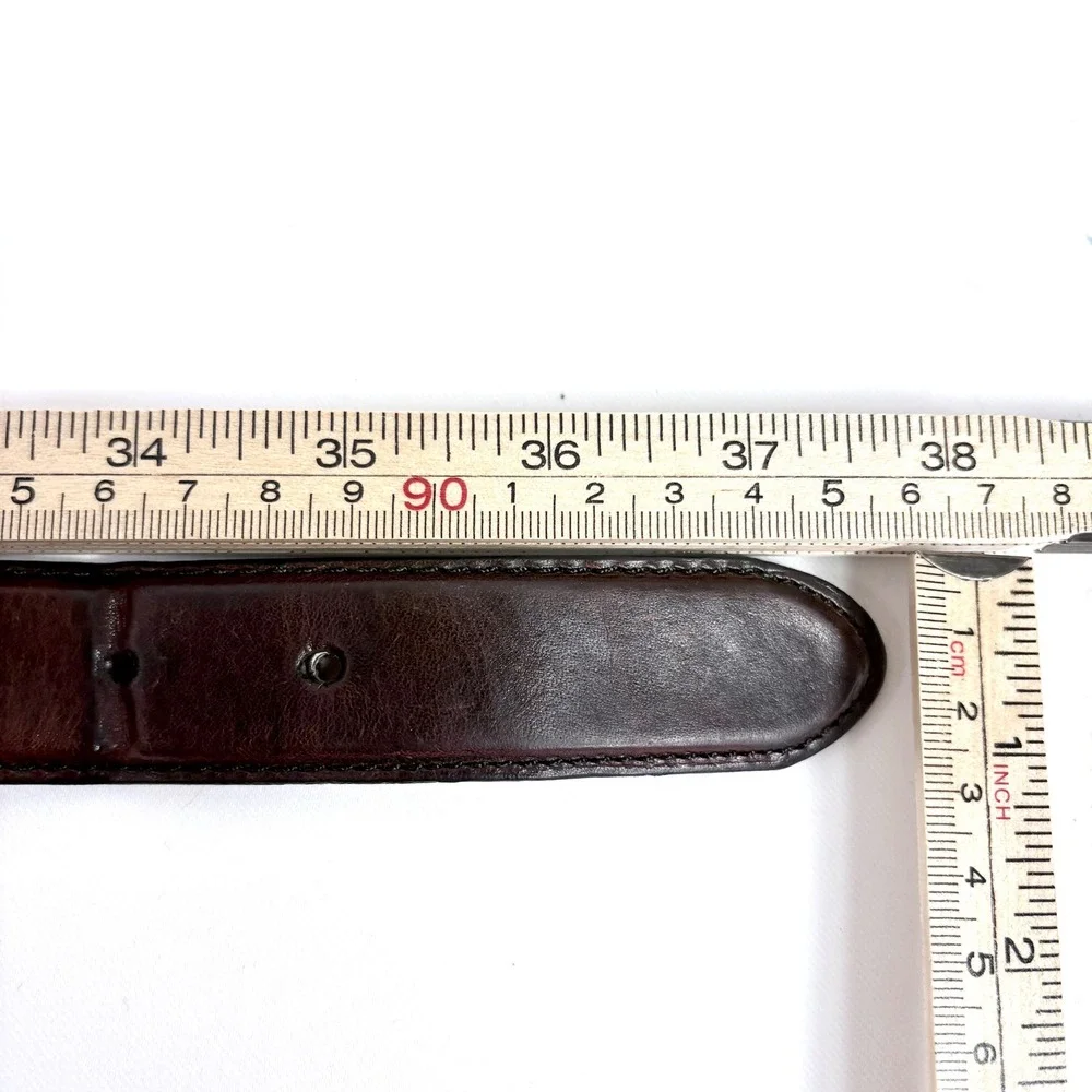 Belt Brown Oil Tanned Cowhide Basketweave Leather Men Sz 32 Western Rodeo